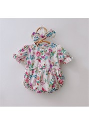 Vintage Floral Baby Girls Clothes Sets for Summer Cotton Infant Girls Clothes Tops + Bloomer 2pcs Baby Girl Clothes