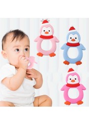 Baby Silicone Teether Christmas Tree Sika Deer Baby Fidget Toys Snowflake Pacifier Chain Food Grade Silicone Baby Accessories