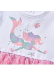 DXTON-Girls Summer Dresses Princess Kids Clothes Flying Sleeve Unicorn Dress 2021