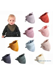 67JC 3pcs Baby Feeding Saliva Bib Saliva Towel Triangle Scarves Bandana Soft Cotton Bib Adjustable Snap Button Burp Cloths