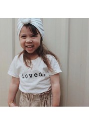 Summer Baby Girl Tshirt I Love Boys T-Shirt Letter Printed Lovely Heart Printing Kawaii Kids T-Shirt JYF