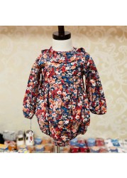 Vintage Floral Baby Girl Jumpsuit Cotton Long Sleeve Spring Baby Girl Romper Toddler Girl Clothes Princess Baby Girl Clothes