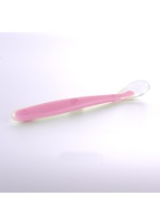Baby Soft Spoon Silicone Food Grade Baby Feeding Spoons Safety Candy Color Tableware Infant Learning Spoons Baby Supplies