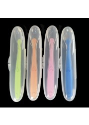 1pc Baby Feeding Spoon With Storage Box Non-slip Baby Training Spoon Food Grade Silicone Cute Baby Feeding Tableware