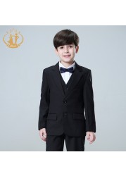 2021 spring autumn formal suit for boy set children party host wedding costume black blazer jacket pants 3pcs clothing wholesale