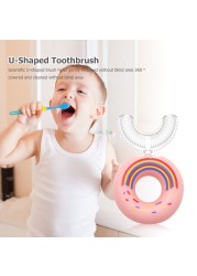 Children's 360 Degree Donut Manual Toothbrush Kids Silicone U-shaped Toothbrush Cartoon Gift For 2-6-12 Years Old