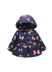 Baby Girls Boys Jackets Baby Clothes 2021 Autumn Kids Hooded Coats Winter Toddler Warm Snow Suit Baby Cotton Flower Outerwear