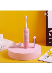 Automatic Ultrasonic Kids U Shape Vibration Silicone Electric Toothbrush Waterproof Children Toothbrush 2 Replaceable Heads