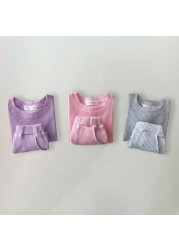 Baby clothes sets summer kids short sleeve T-shirt and shorts 2pcs suits for children solid color boys and girls clothes