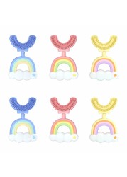 Children Silicone Toothbrush U Shape Rainbow Clouds 360 Degree Soft Teeth Brushing 2 - 12Y Toddlers Oral Teeth Cleaning