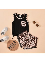 JLONG Summer Kids Girl Clothes Set Casual Cool Suits Home Wear 1-4 Years Girls Tracksuit Outfit Sleeveless Tank Top Shorts Set