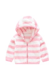 Autumn Jackets For Baby Boy Trench Children's Clothing Girls Warm Hooded Striped Outerwear Windbreaker Baby Kids Coats JYF