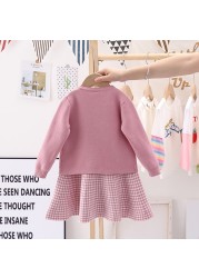 Two Pieces Baby Girls Winter Clothes Knitted Love Sweater Coat Knit Dress Outfits Autumn Casual Kids Toddler Clothes Set