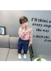 2022 Baby Girls Clothing Sets Infant Fashion Spring Autumn 2pcs Sweet Full Cherry Print Clothes+Pants Children Tracksuits