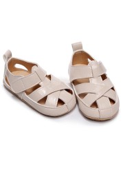 Summer Infant Sandals Children Kids Baby Girls Boys Hollow Out Cross Strap Leather Beach Roman Sneaker