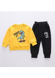 Baby Dinosuar Clothing Sets Boys Cartoon Long Sleeve Sweatshirt Tops Toddler Kids Girls Pants Suit Children Outfit