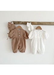 2pcs infant rompers with hat baby girl clothes short sleeve jumpsuit 2022 spring summer baby girl clothes