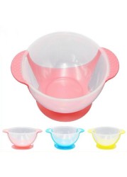 Children's Plate Suction Cup Bowl Infant Toddler Baby Baby Feeding Training Bowl Cartoon Binaural Baby Feeding Tableware