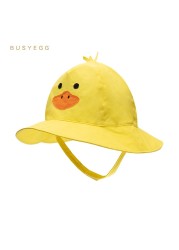 summer cartoon yellow duck baby girls boys bonnet caps adjustable beach accessories kids sun hat panama children hat casquette