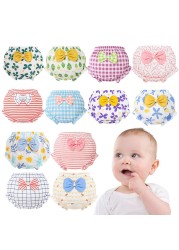 Cute Baby Pants Pants Bow Cloth Diaper Reusable Infant Cotton Nappy Cloth Kids Training Pants Wear Outside for 1-3 Y