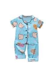 Summer 2pcs/set Kids Boys Short Sleeve Tops+Pants Sleepwear Cartoon Pajamas Home Children Girls Set 2-7 Years Kids