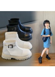 Girls Martin boots 2022 children's spring and summer new thin mesh hollow short boots kids fashion British style black breathable