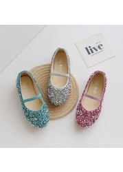 Fashion sequins leather girls princess shoes crystal dance children's shoes spring and autumn new soft sole baby boy kids shoes