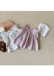 Korean Floral Children Dresses For 0-3Y Summer Cotton Girl Dress Toddler Sweet Princess Dress Toddler Baby Girl Clothes