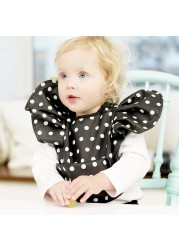 Baby Girls Cartoon Cute Polka Dot Baby Eating Apron Kids Sleeveless Wings Apron Princess Feeding Smock Apron