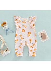 Newborn Infant Baby Girls Romper Floral Print Sleeveless Jumpsuit Summer Clothes Costumes D01