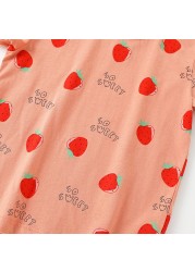 Summer Kids Girl Clothes Baby Strawberry Round Neck T-shirt Tops for Toddler Girls Baby Cloth Tee Outfits Casual Sports T Shirts