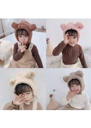 Winter Kids Bunny Hat Cute Plush Warm Baby Hat For Boy Girl Imitation Lamb Wool Baby Bonnet Infant Cap Kids Hat 1-3 Years