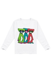 Horror Game Poppy Playtime Tshirt Kids Huggie Wugy Fear Scary T-Shirt Boys Long Sleeve Tops Girls Casual Tops Cartoon Outfits