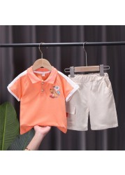 2022 New Baby Summer Sportswear Children Boy Girls Cartoon T-shirt Shorts 2pcs/set Kids Infant Dinosaur Toddler Cocoa Suit