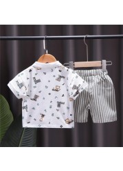 New Summer Baby Clothes Suit Children Fashion Boy Girls Cartoon T-Shirt Shorts 2Pcs/Set Toddler Casual Clothing Kids Tracksuits