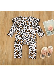 Ma and Baby 0-24M Spring Autumn Newborn Infant Baby Girl Leopard Jumpsuit Ruffles Romper Long Sleeve Clothes Baby Costumes