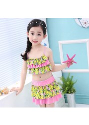 Summer Baby Girls Bathing Suit Girls One Piece Swimsuit Girls Open Back Bathing Suit Floral Ruffle Bathing Suit For Girls