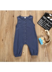 Baby Girls Boys Newborn Jumpsuit Sleeveless Cotton Summer Sun Outwear Pants 0-24 Yeas