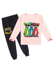 poppy game play tshirt kids satire wugy t shirt boys long sleeve tops pants 2pcs sets girl cartoon outfit children tracksuit