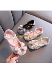 New Hot Sale Girls Bow Princess Sequins Rhinestone Children Dance Spring Autumn Flats Kids Shoes