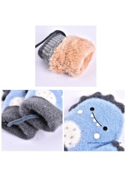 67JC Outdoor Riding Gloves Warm Soft Elastic Knitted Full Finger Gloves For Girls Boys Candy Color Cute Gloves