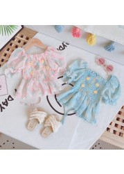 Girls Blouse Summer 2022 Children's T-shirt Girl Short Sleeve Floral Tops T-shirt Kids Fashion Baby Princess Clothes