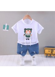 Summer Baby Boys Girls Cotton Clothes Cartoon Crop Tops 2pcs/set O-Neck Baby Clothes Set Toddler Tracksuit