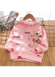 Spring and autumn cotton blend girls hoodie new 2022 Korean version sweet little bear style print casual children's clothing