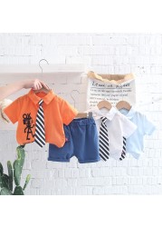 Summer Cotton Baby Boy Clothing Sets Infant Birthday Formal Party Clothes Suit T-shirt Pant Children's Clothing