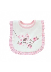Baby Girls Bibs Cotton Pink Embroidered Saliva Towel Soft Newborn Burp Cloths Reusable Double Layer Baby Bandana Clothes