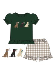 New design one piece clothes for 0-3T girls cute three dog coffee embroidery romper floral casual sport summer jumpsuit