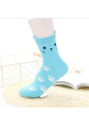 Cartoon cute cat kids socks candy color socks boys girl cotton sock wholesale children accessories newborn