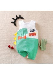 jumpsuit for boy baby girl summer sleeveless vest one piece newborn baby cartoon crawling suit new cartoon dinosaur cotton clothes