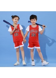 Baby boy basketball uniform outdoor sportswear 3-12 years old girls youth short suit summer children designer clothes set